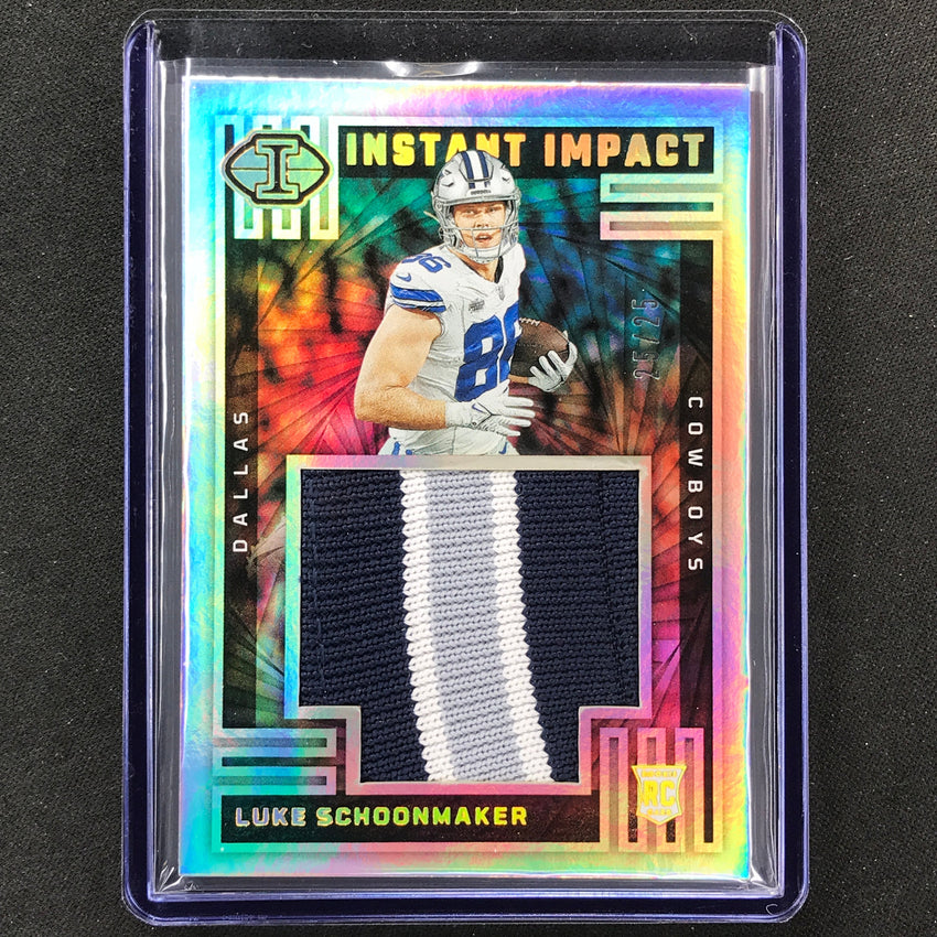 2023 Illusions Football Luke Schoonmaker Instant Impact Rookie Patch Gold 25/25