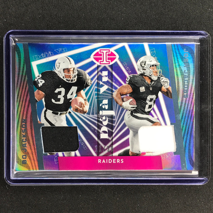 2023 Illusions Football Bo Jackson Josh Jacobs Deja Vu Jersey Relic Blue 11/99