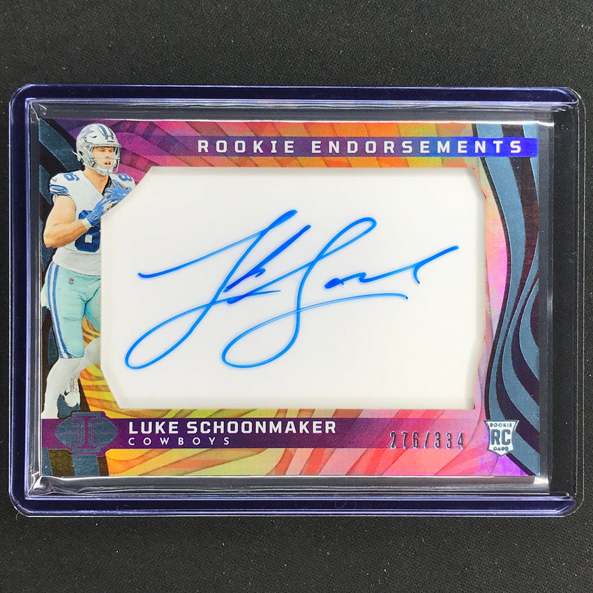 2023 Illusions Football Luke Schoonmaker Rookie Endorsements Auto Base 276/334