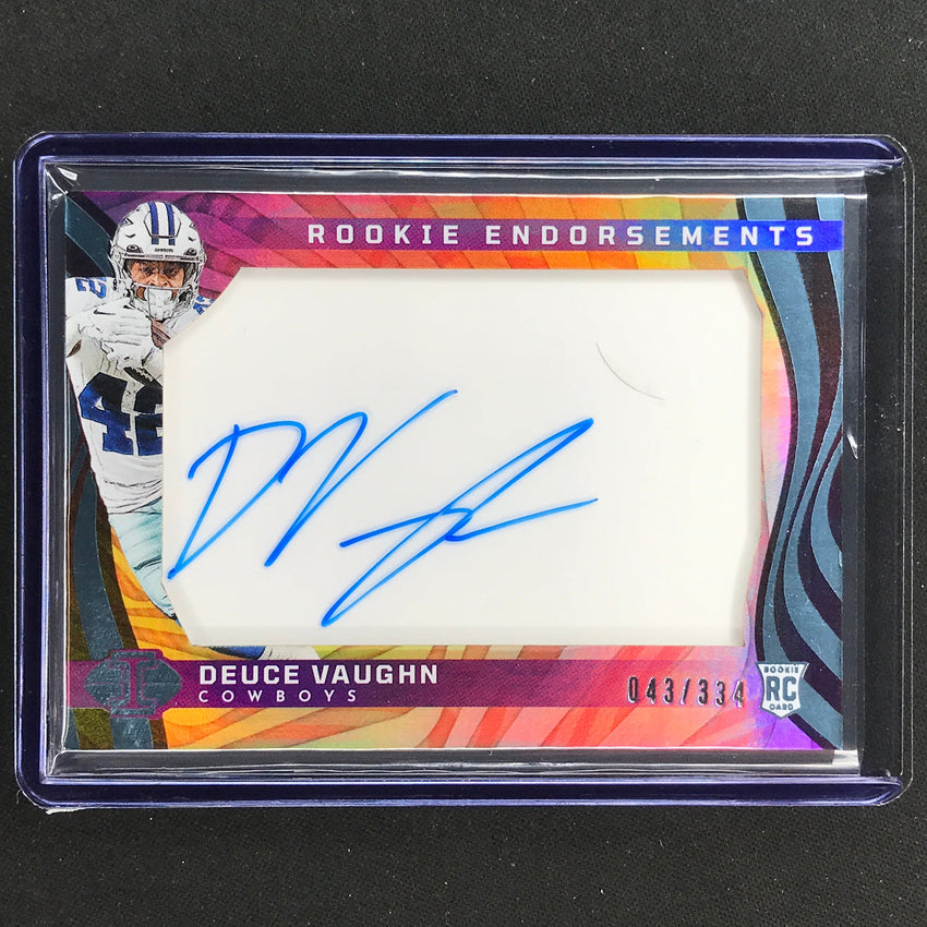 2023 Illusions Football Deuce Vaughn Rookie Endorsements Auto Base 43/334
