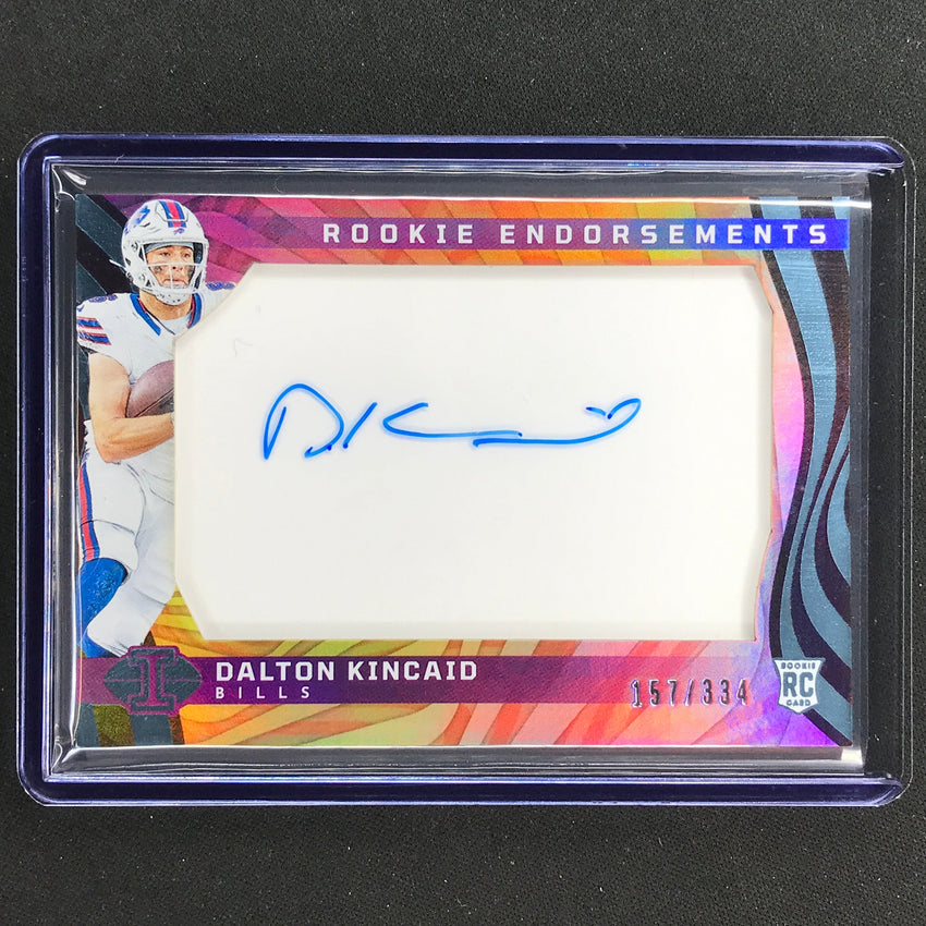 2023 Illusions Football Dalton Kincaid Rookie Endorsements Auto Base 157/334