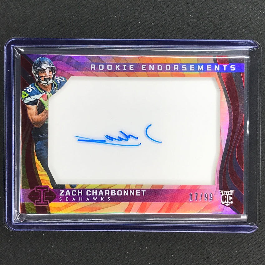 2023 Illusions Football Zach Charbonnet Rookie Endorsements Auto Red 17/99