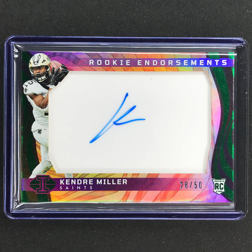 2023 Illusions Football Kendre Miller Rookie Endorsements Auto Green 28/50