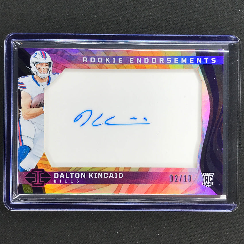 2023 Illusions Football Dalton Kincaid Rookie Endorsements Auto Purple 2/10