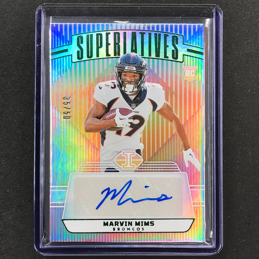 2023 Illusions Football Marvin Mims Superlatives Rookie Auto Green 35/50