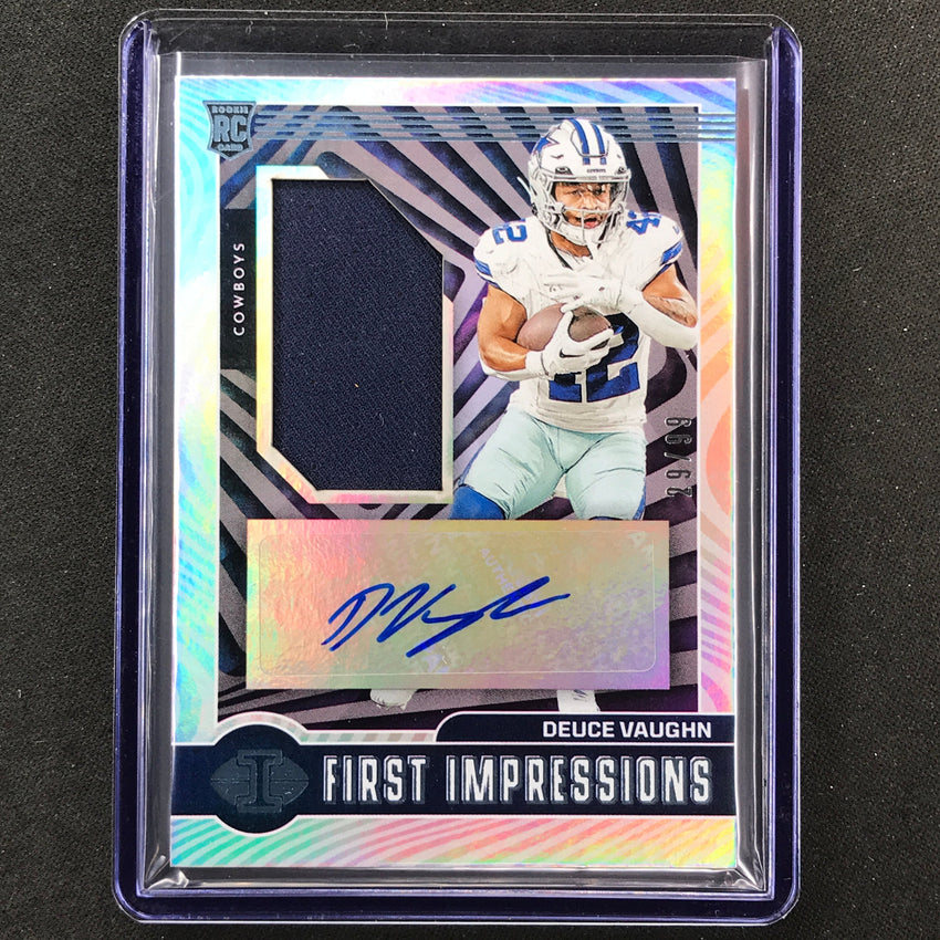 2023 Illusions Deuce Vaughn First Impressions Rookie Jersey Auto Blue 29/99