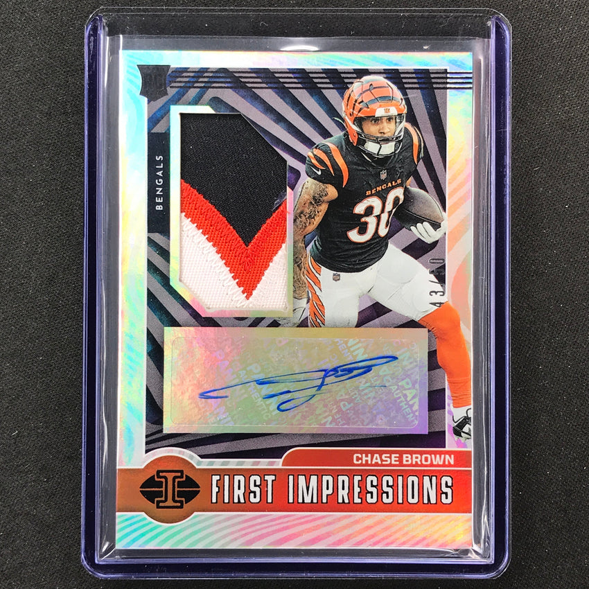 2023 Illusions Chase Brown First Impressions Rookie Patch Auto Black 43/50