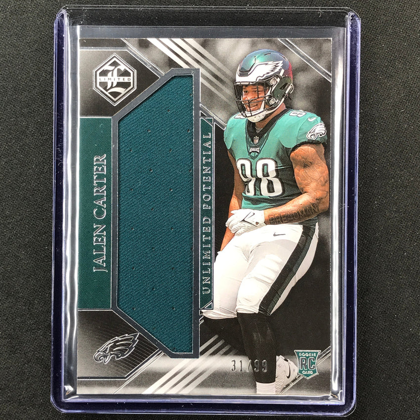 2023 Limited Football Jalen Carter Unlimited Potential Rookie Relic Silver 31/99