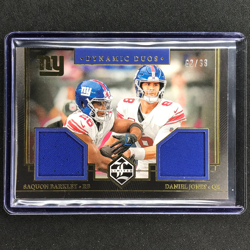 2023 Limited Football Saquon Barkley Daniel Jones Dynamic Duos Jersey Base 62/99