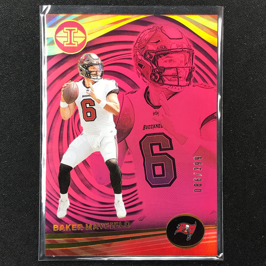 2023 Illusions Football Baker Mayfield Base Pink Trophy 86/399 #98