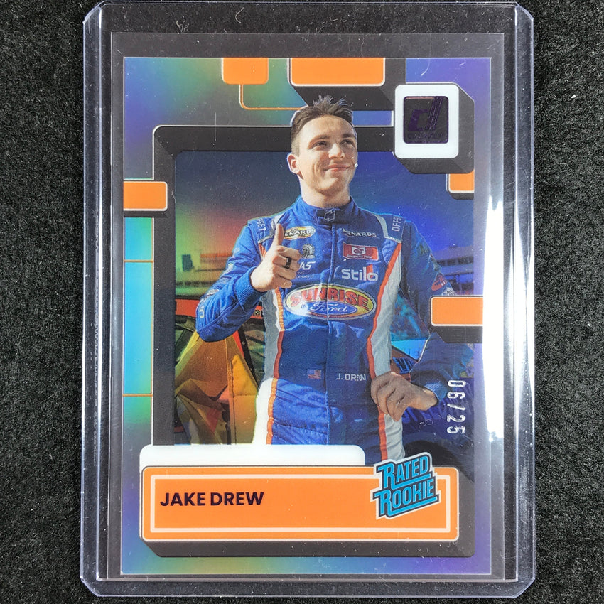 2023 Chronicles Racing JAKE DREW Clearly Donruss Rated Rookie Purple 6/25