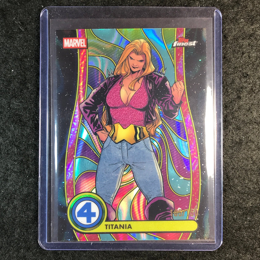 2026 Topps Finest Fantastic Four TITANIA Common Blacklight Blue Lava 105/150 #90