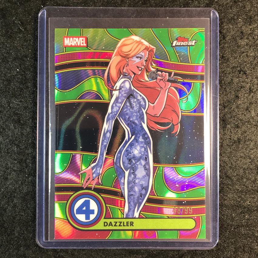 2026 Topps Finest Fantastic Four DAZZLER Uncommon Blacklight Green Lava 48/99