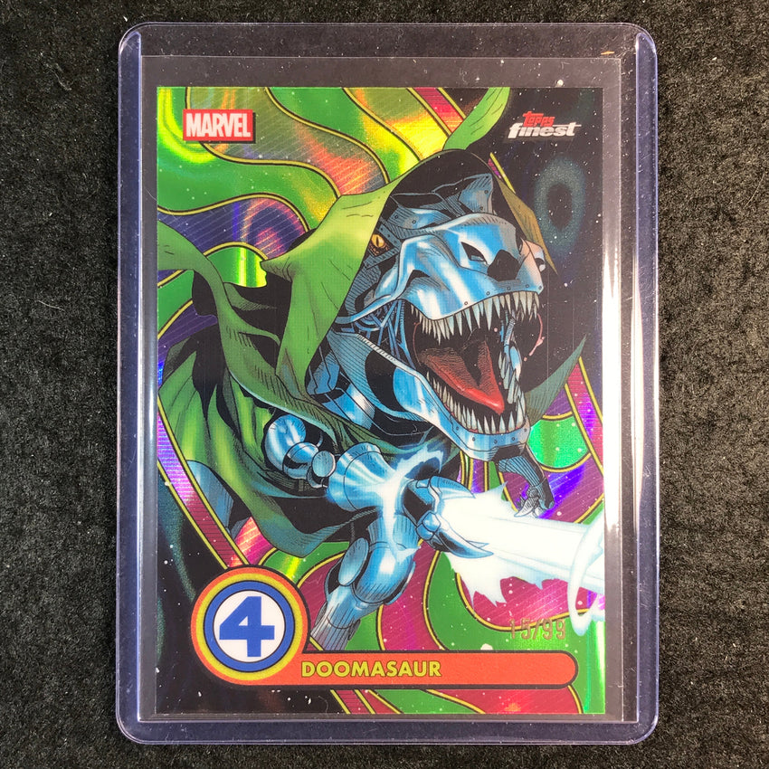2026 Topps Finest Fantastic Four DOOMASAUR Rare Blacklight Green Lava 15/99 #28