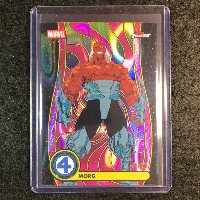2026 Topps Finest Fantastic Four MORG Common Blacklight Purple Lava 5/75 #63