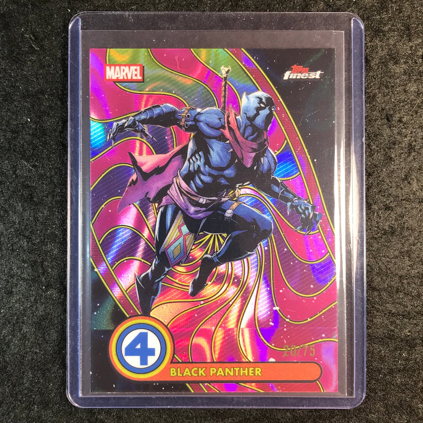 2026 Topps Finest Fantastic Four BLACK PANTHER Rare Blacklight Purple Lava 20/75