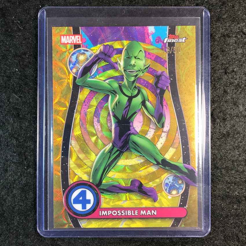 2026 Topps Finest Fantastic Four IMPOSSIBLE MAN Common Negative Zone Gold 12/50
