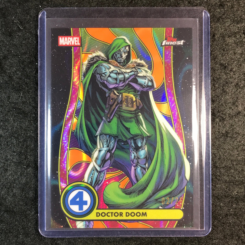2026 Topps Finest Fantastic Four DOCTOR DOOM Common Blacklight Orange Lava 2/25