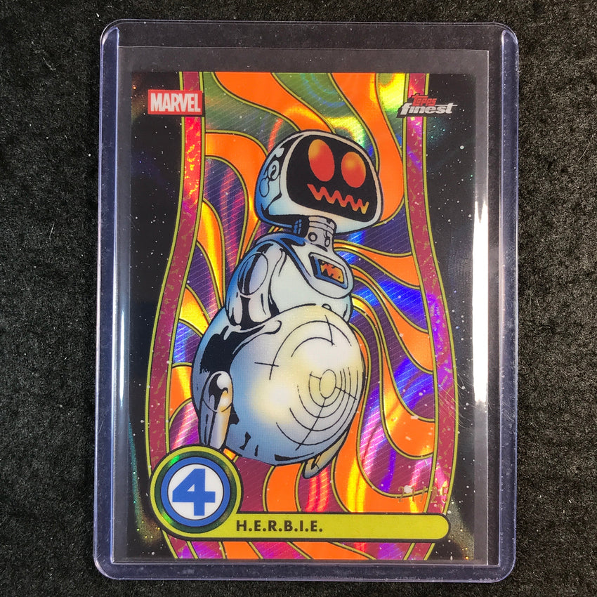 2026 Topps Finest Fantastic Four H.E.R.B.I.E. Common Blacklight Orange 21/25 #38