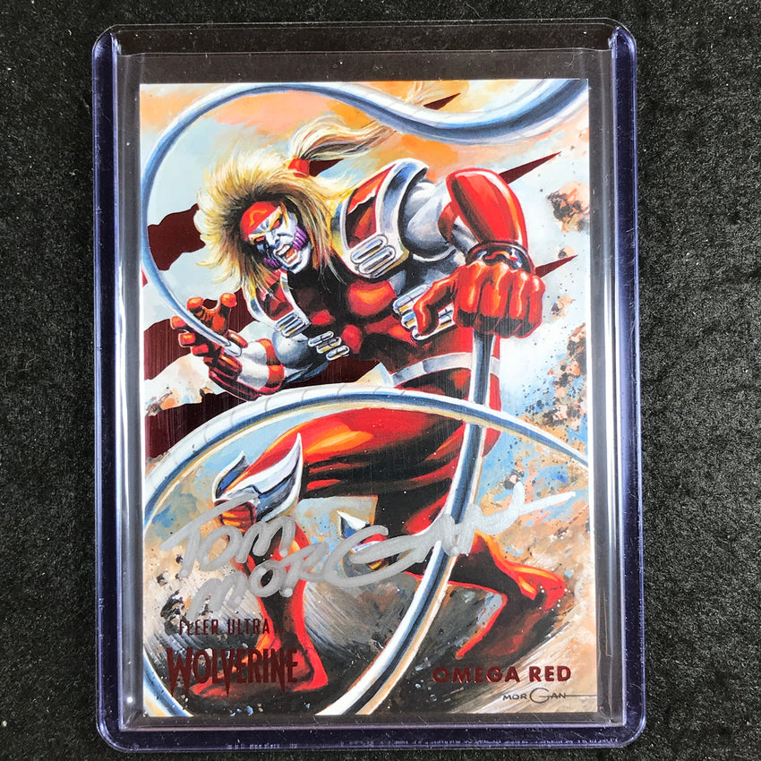 2023 Fleer Ultra Wolverine OMEGA RED TOM MORGAN Base Red Foil Artist Auto 12/74