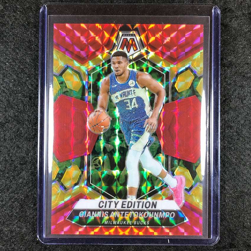 2023-24 Mosaic GIANNIS ANTETOKOUNMPO City Edition Red Yellow Fusion Choice 67/75