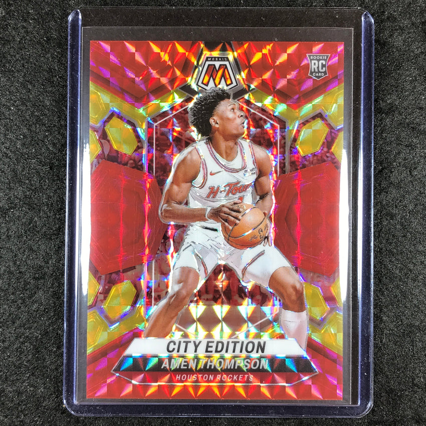 2023-24 Mosaic AMEN THOMPSON Rookie City Edition Red Yellow Fusion Choice 72/75