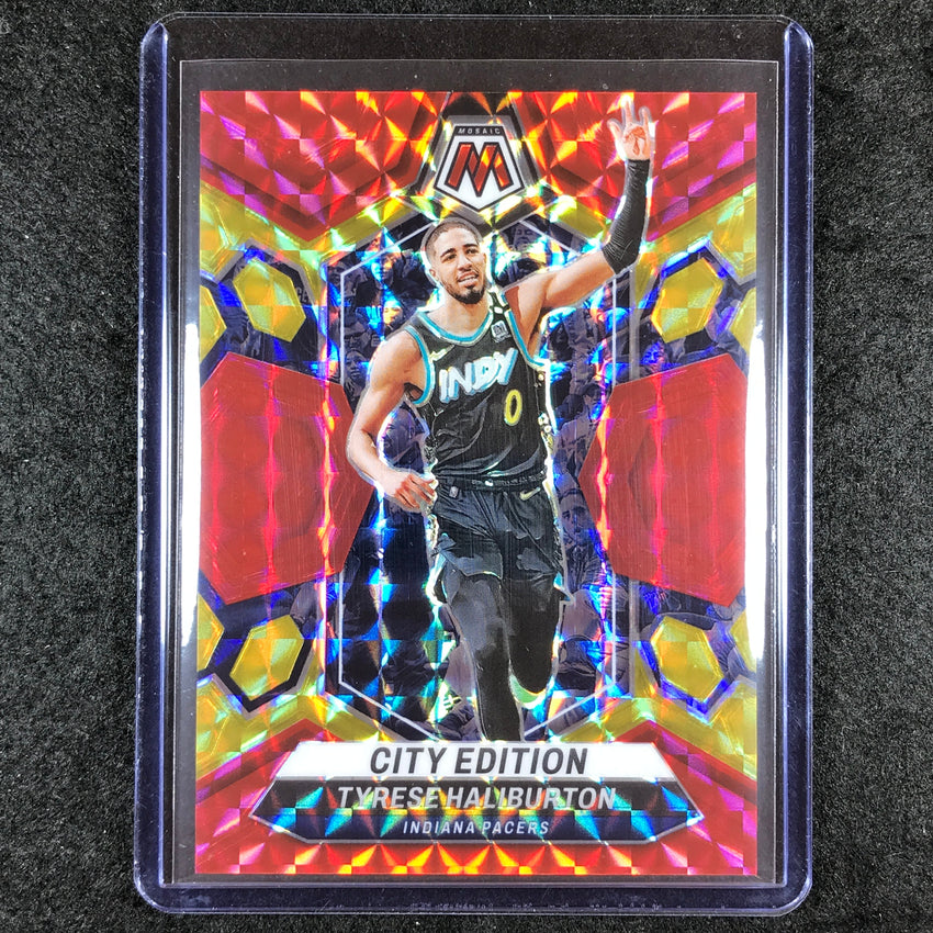 2023-24 Mosaic TYRESE HALIBURTON City Edition Red Yellow Fusion Choice 26/75