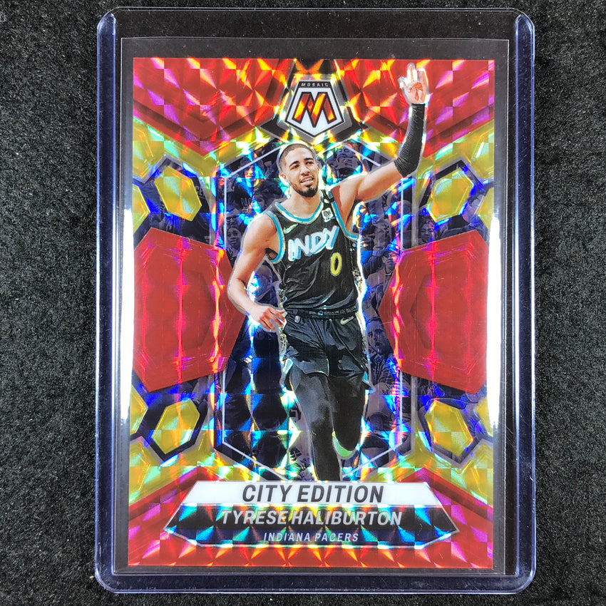 2023-24 Mosaic TYRESE HALIBURTON City Edition Red Yellow Fusion Choice 65/75