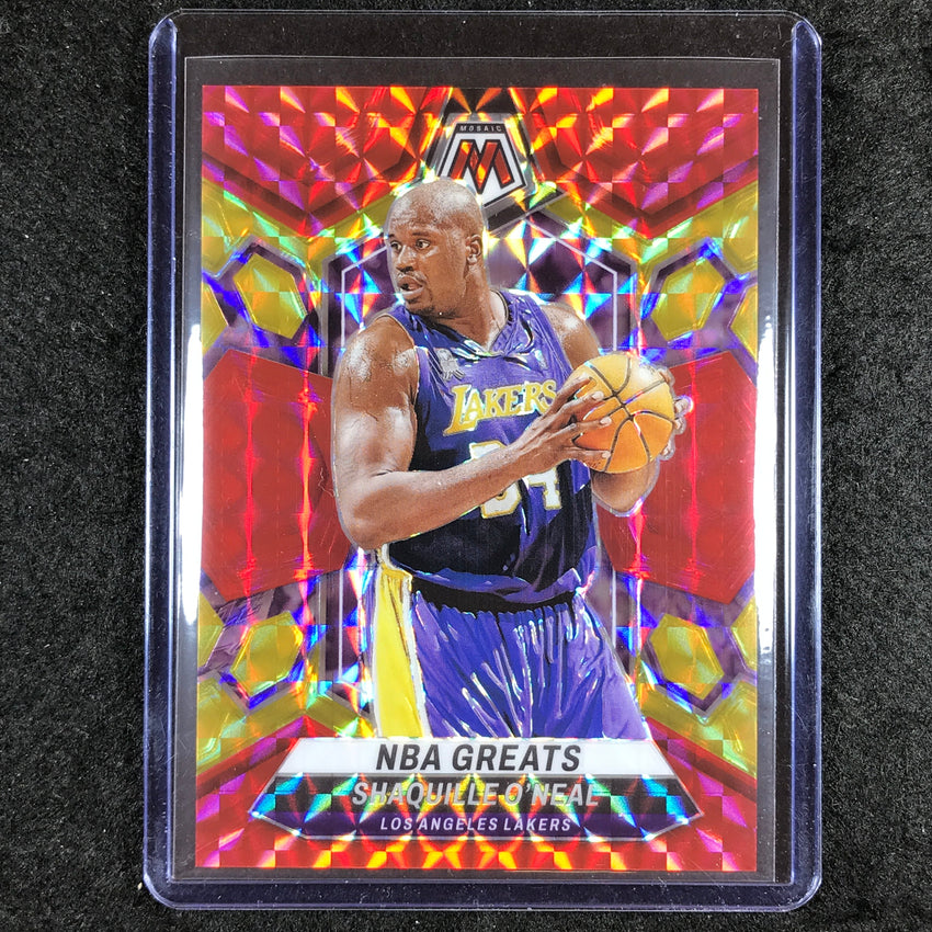 2023-24 Mosaic SHAQUILLE O'NEAL NBA Greats Red Yellow Fusion Choice 33/75 #296