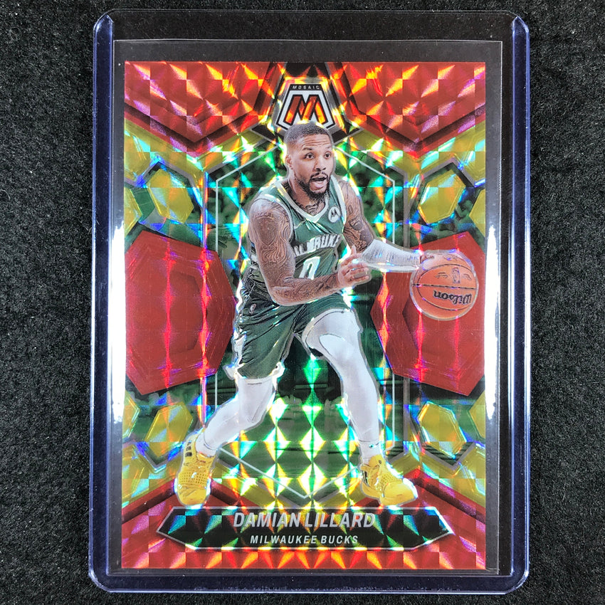 2023-24 Mosaic DAMIAN LILLARD Base Red Yellow Fusion Choice 63/75 #109