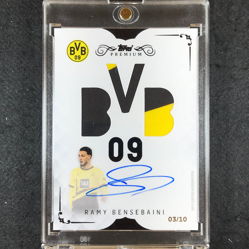 2023-24 Topps Premium Borussia Dortmund RAMY BENSEBAINI BVB09 Relic Auto 3/10