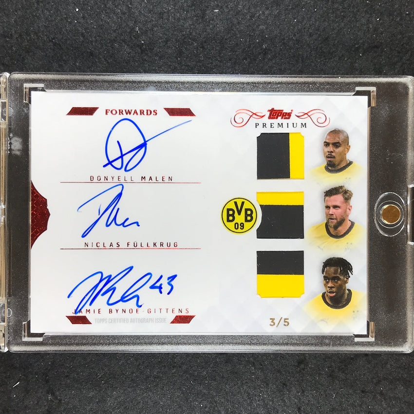 2023-24 Topps Borussia Dortmund MALEN FULLKRUG GITTENS Triple Relic Auto 3/5