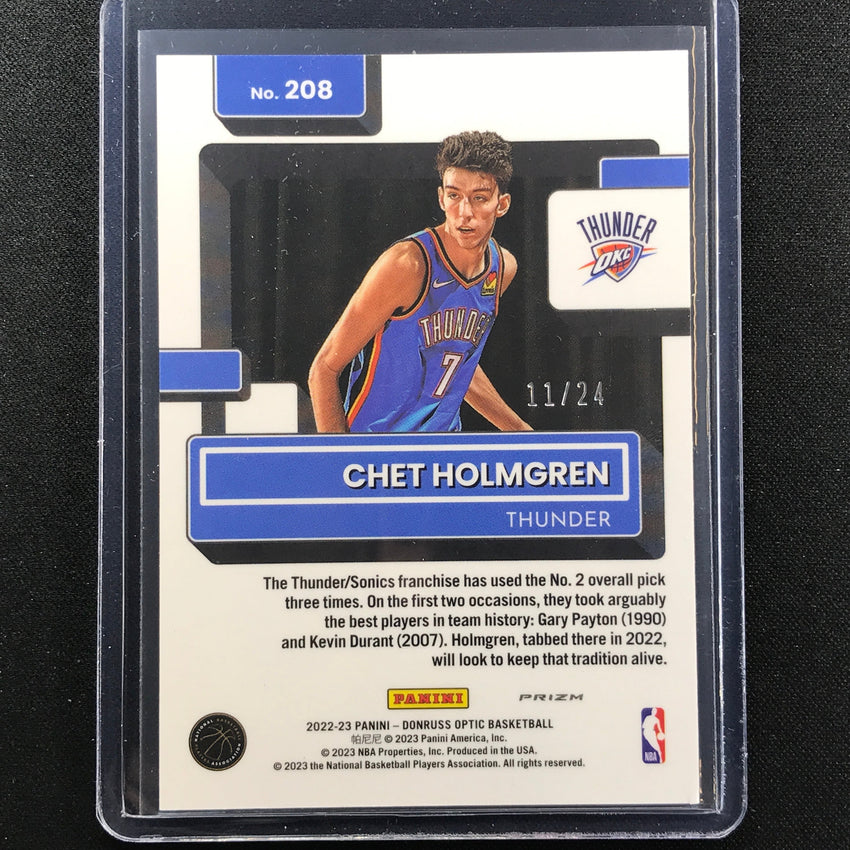 2022-23 Donruss Optic Chet Holmgren Rated Rookie Choice Blue 2022-23 Donruss Optic Chet Holmgren Rated Rookie Choice Blue