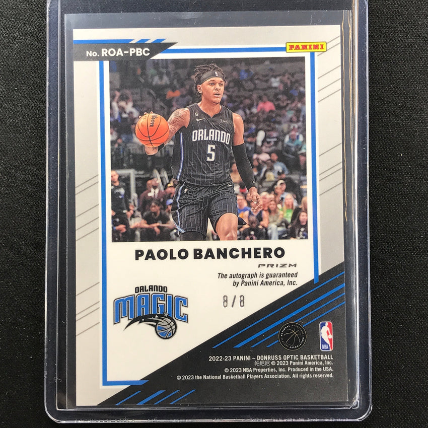 2022-23 Donruss Optic Paolo Banchero Rookie Optics Auto Choice Black Gold 8/8