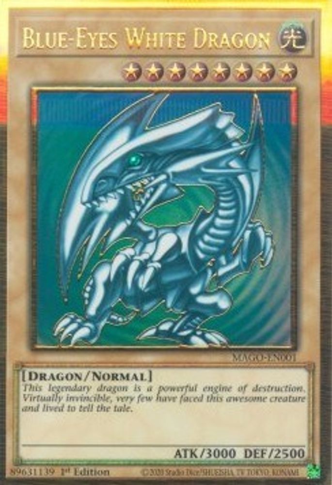 Blue-Eyes White Dragon - (MAGO-EN001) - Premium Gold Rare 1st Edition