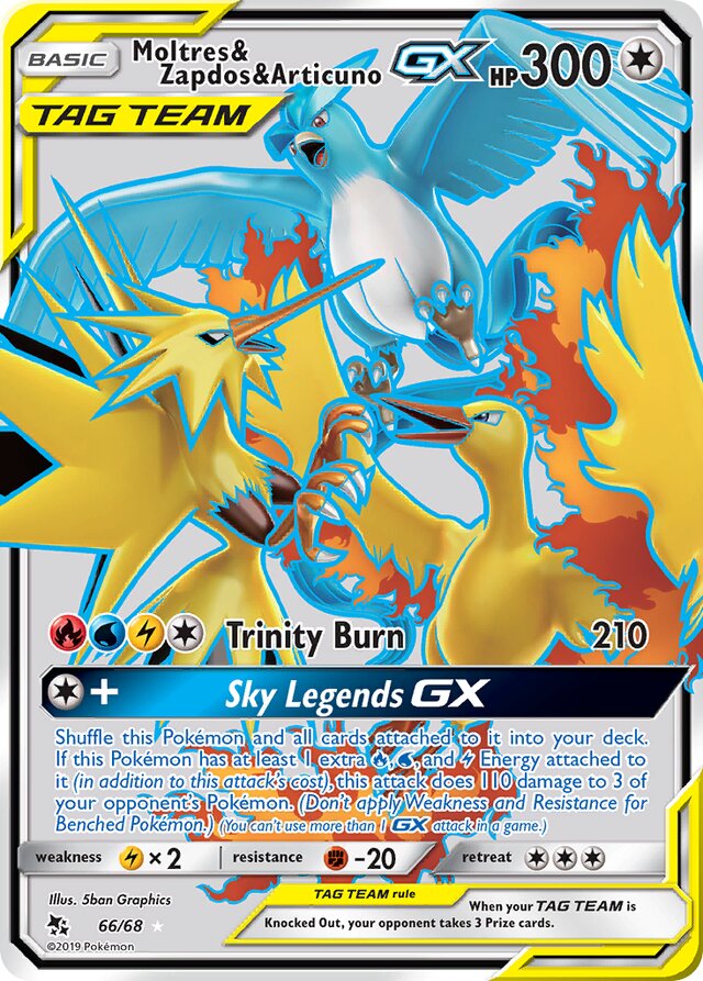 Moltres And Zapdos And Articuno GX - 66/68 - Full Art Ultra Rare - Hidden Fates