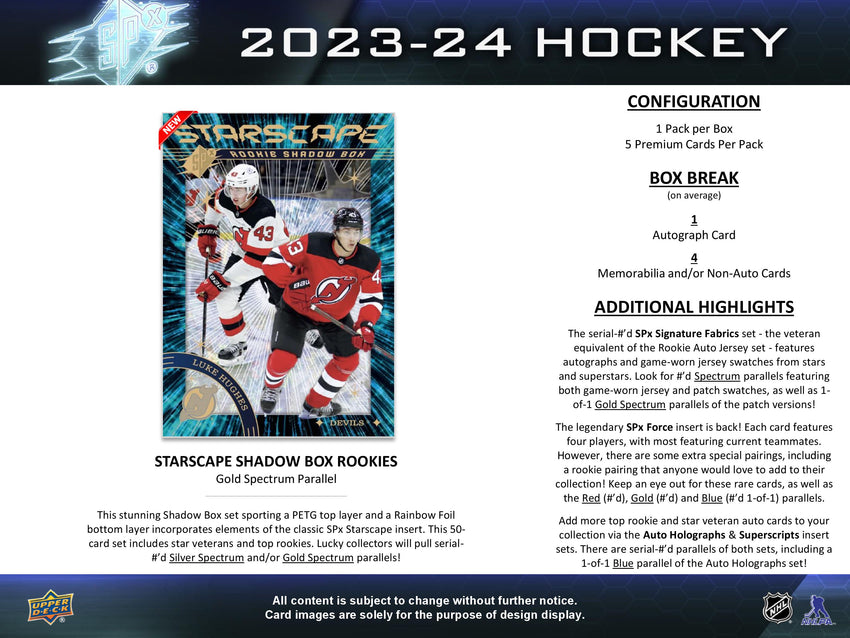 2023-24 Upper Deck SPx Hockey Hobby Box (Pre Order May 30)