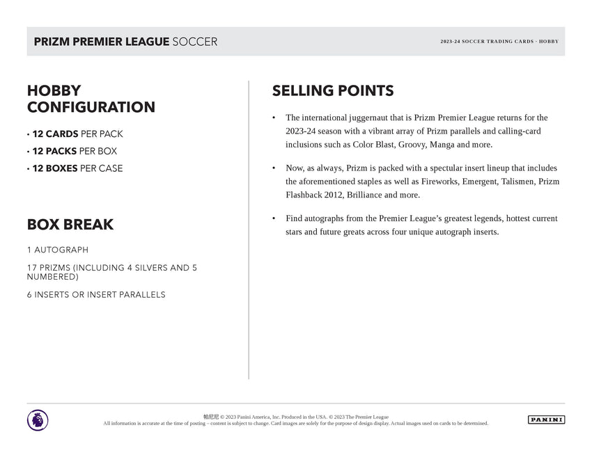 2023-24 Panini Prizm English Premier League Soccer Hobby Box