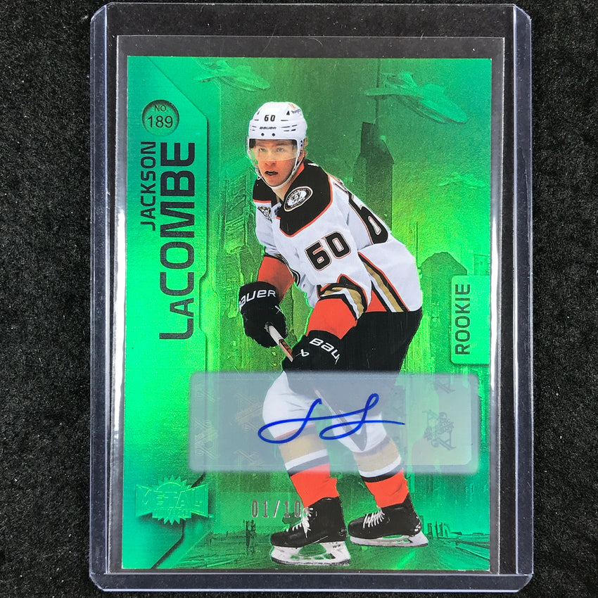 2023-24 Metal Universe NHL JACKSON LACOMBE Base Green Rookie Autograph 1/10