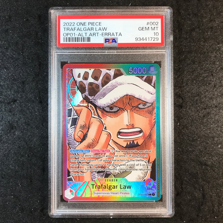 PSA 10 Trafalgar Law - OP01-002 - Romance Dawn Alternate Art Pre Errata 729