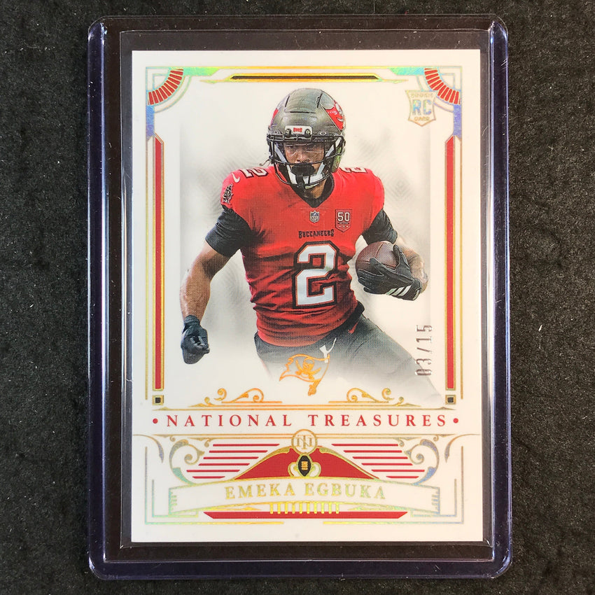2025 National Treasures Football EMEKA EGBUKA Rookie Base Holo Gold 3/15 #94