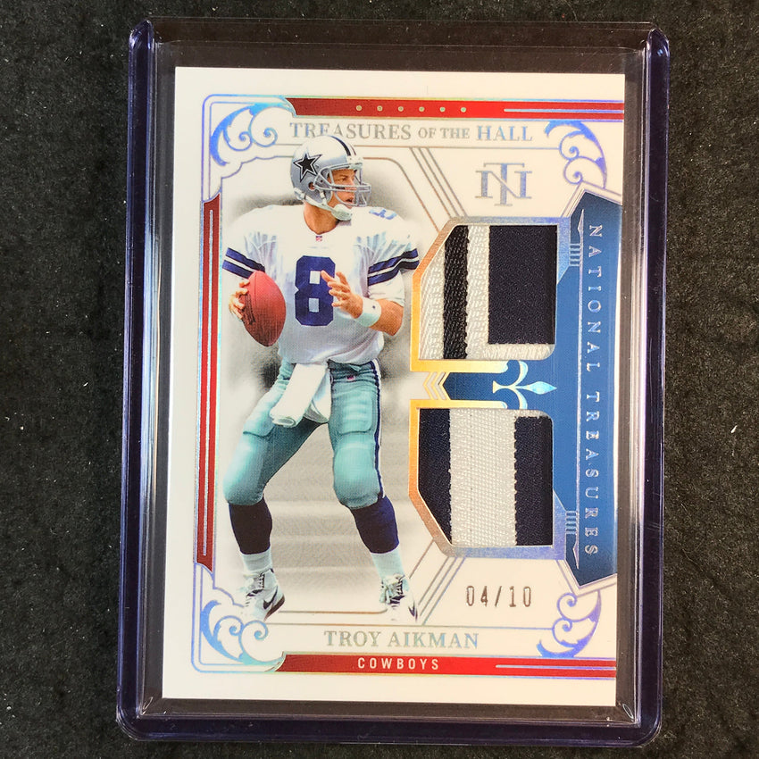 2025 National Treasures TROY AIKMAN Treasures of the Hall Dual Patch 4/10
