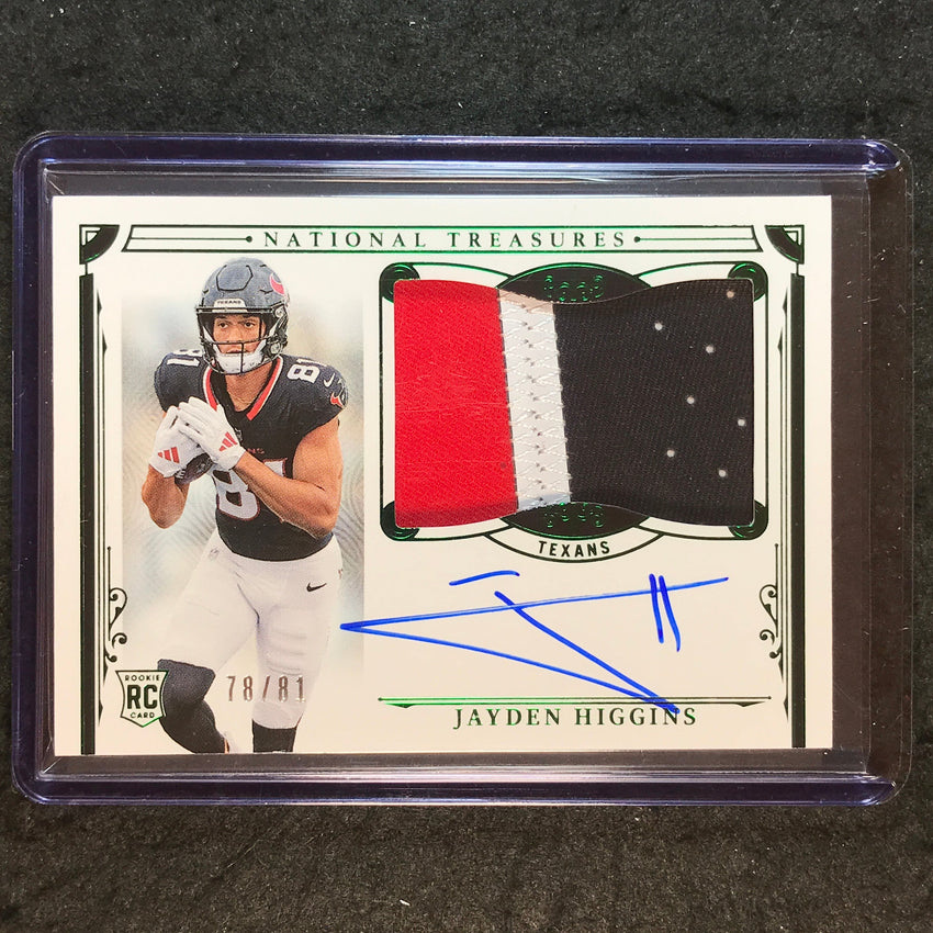 2025 National Treasures JAYDEN HIGGINS Rookie Patch Auto Jersey Number 78/81