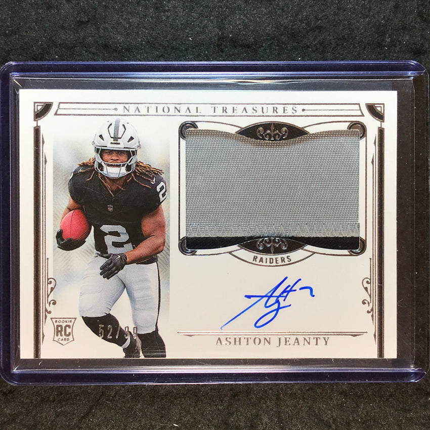 2025 National Treasures Football ASHTON JEANTY Base Rookie Patch Auto 52/99