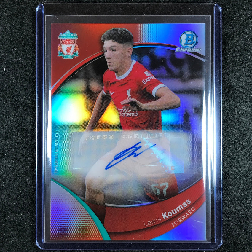2023-24 Topps Chrome Liverpool LEWIS KOUMAS Base Auto Refractor No. LK