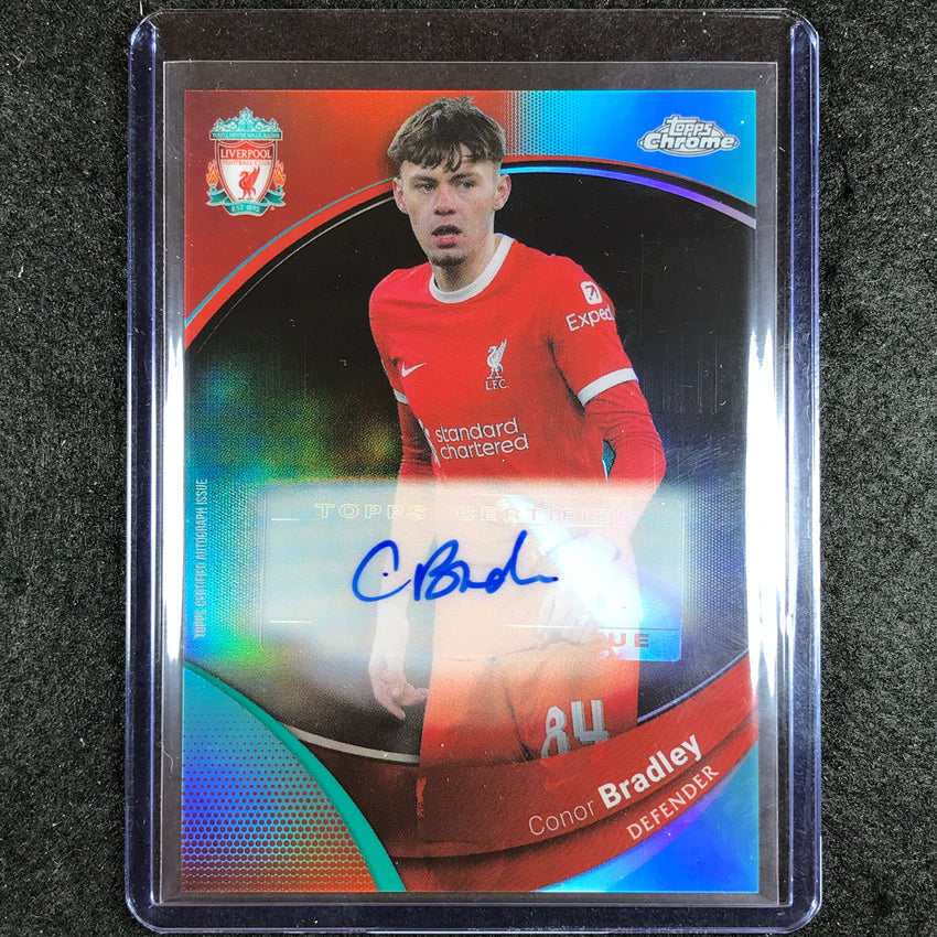 2023-24 Topps Chrome Liverpool CONOR BRADLEY Base Auto Aqua 54/99