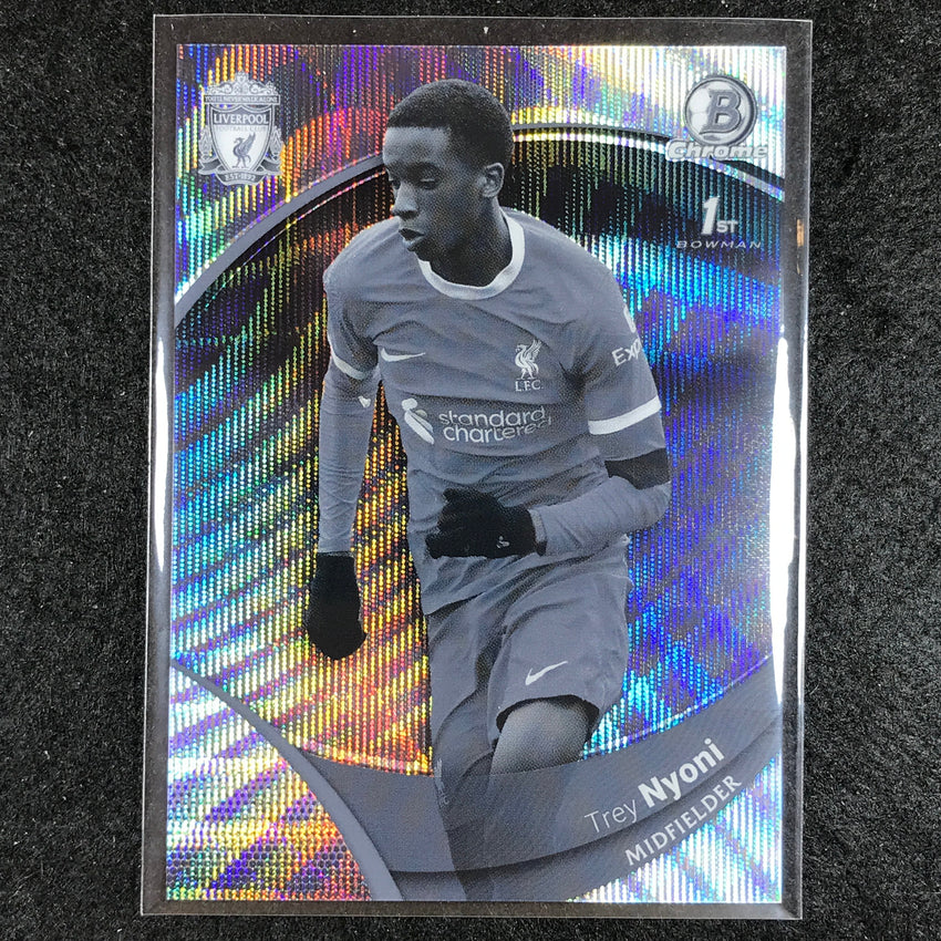 2023-24 Topps Chrome Liverpool TREY NYONI 1st Bowman Base Black & White Wave #36