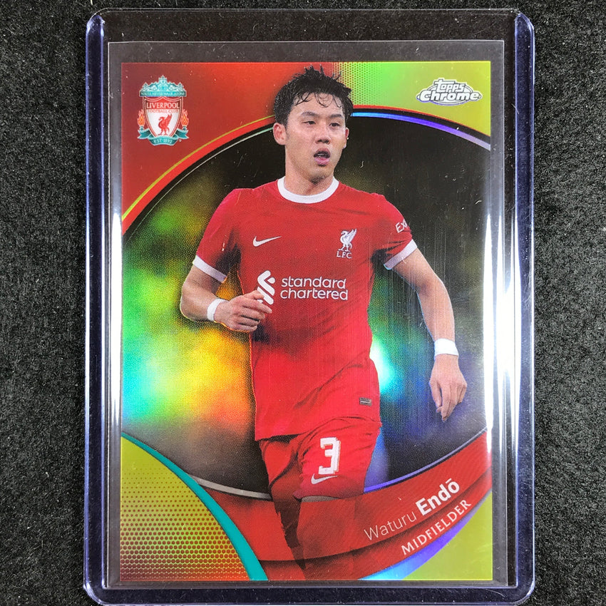 2023-24 Topps Chrome Liverpool WATURU ENDO Base Yellow 19/75