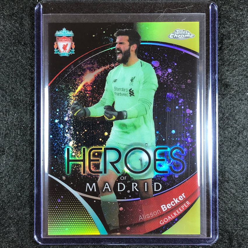 2023-24 Topps Chrome Liverpool ALISSON BECKER Heroes of Madrid Yellow 39/75