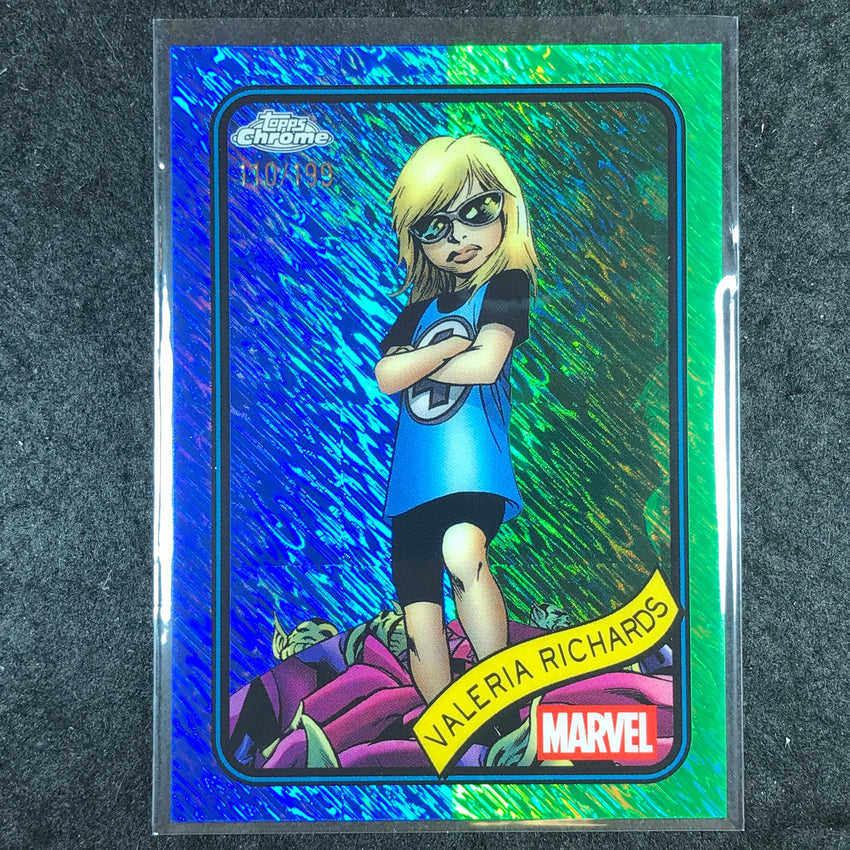 2025 Topps Chrome Marvel VALERIA RICHARDS Blue & Green Shimmer /199 #87